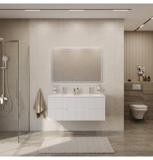 Мебель для ванной подвесная с двойной раковиной CEZARES DUET-N-1200-2C-SO-2-BL Bianco Lucido эмаль