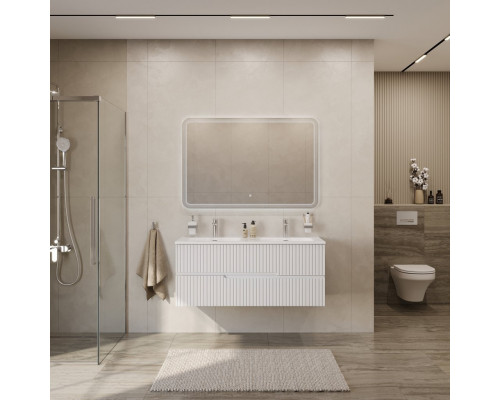 Мебель для ванной подвесная с двойной раковиной CEZARES DUET-N-1200-2C-SO-2-BL Bianco Lucido эмаль