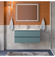 Тумба с раковиной подвесная BelBagno KRAFT-1000-2C-SO-AO, 100 см, голубой матовый, раковина белая BB-8099-100