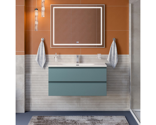 Тумба с раковиной подвесная BelBagno KRAFT-1000-2C-SO-AO, 100 см, голубой матовый, раковина белая BB-8099-100