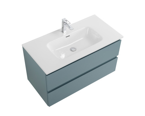 Тумба с раковиной подвесная BelBagno KRAFT-900-2C-SO-AO, 90 см, Голубой матовый, раковина белая BB1000ETL