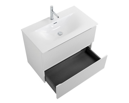 Тумба с раковиной подвесная 80 см, BelBagno UNO-800-2C-SO-BO Bianco Opaco, раковина белая BB-8099-80