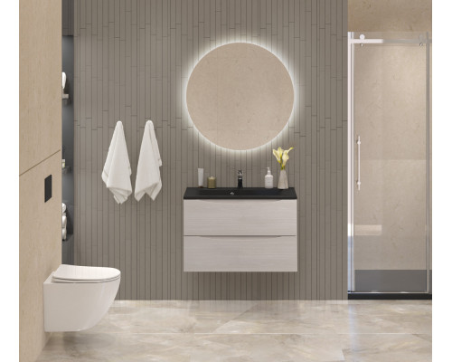 Тумба с раковиной подвесная BelBagno MARINO-800 Rovere Grigio, раковина черная BB800/450-LV-ART-PR-NERO