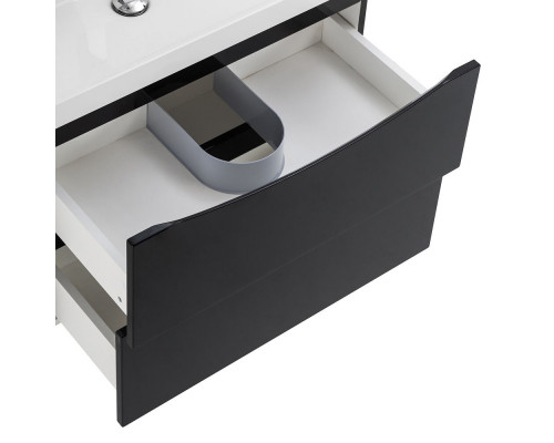 Тумба с раковиной подвесная BelBagno MARINO-700 Nero Lucido, раковина белая