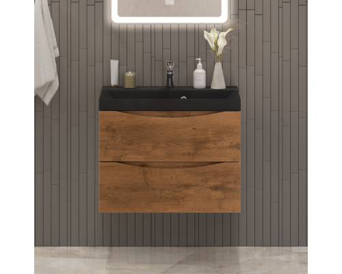 Тумба с раковиной подвесная BelBagno MARINO-600 Rovere Nature, раковина черная BB600/450-LV-ART-AST-NERO