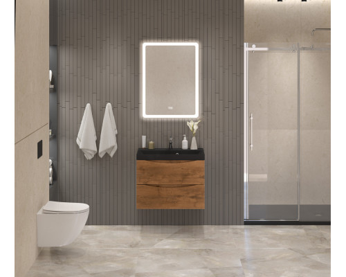 Тумба с раковиной подвесная BelBagno MARINO-600 Rovere Nature, раковина черная BB600/450-LV-ART-AST-NERO