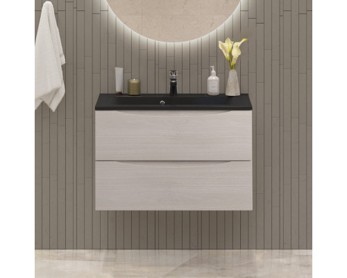 Тумба с раковиной подвесная BelBagno MARINO-800 Rovere Grigio, раковина черная BB800/450-LV-ART-PR-NERO