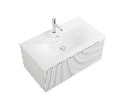 Тумба с раковиной подвесная 80 см, BelBagno UNO-800-1C-SO-BO Bianco Opaco, раковина белая BB-8099-80