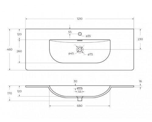Тумба с раковиной подвесная 120 см, BelBagno UNO-1200-2C-SO-GSO Темно-Серый матовый, раковина белая BB-8099-120