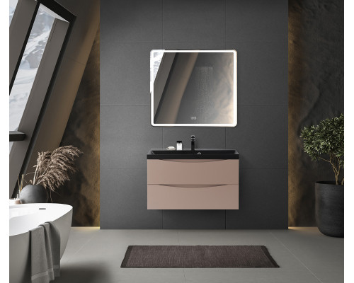 Тумба с раковиной подвесная BelBagno MARINO-800 Capucino Lucido, раковина черная BB800/450-LV-MR-AST-NERO