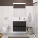 Тумба с раковиной подвесная 90 см, BelBagno UNO-900-2C-SO-GSO Темно-Серый матовый, раковина белая BB-8099-90