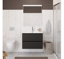 Тумба с раковиной подвесная 90 см, BelBagno UNO-900-2C-SO-GSO Темно-Серый матовый, раковина белая BB-8099-90