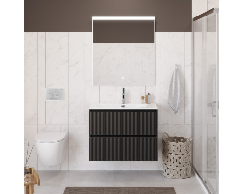 Тумба с раковиной подвесная 90 см, BelBagno UNO-900-2C-SO-GSO Темно-Серый матовый, раковина белая BB-8099-90