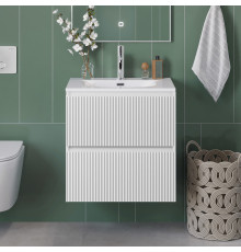 Тумба с раковиной подвесная 50 см, BelBagno UNO-MINI-500-2C-SO-BO Белая матовая, раковина белая BB-8099-3-50