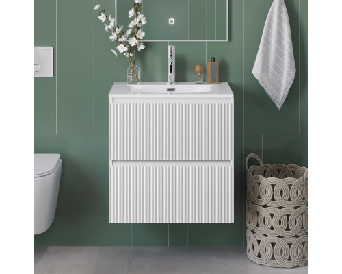Тумба с раковиной подвесная 50 см, BelBagno UNO-MINI-500-2C-SO-BO Белая матовая, раковина белая BB-8099-3-50