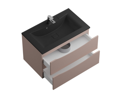 Тумба с раковиной подвесная BelBagno MARINO-800 Capucino Lucido, раковина чернаяBB800/450-LV-ART-PR-NERO