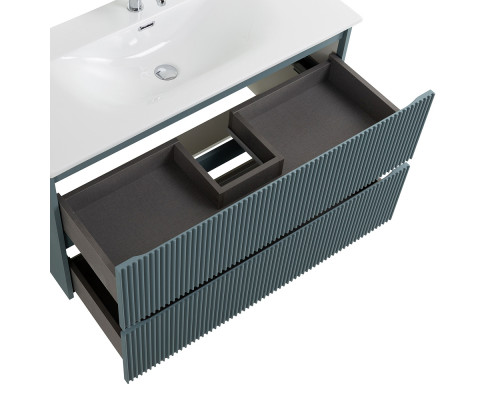 Тумба с раковиной подвесная 100 см, BelBagno UNO-MINI-1000-2C-SO-AO Голубой матовый, раковина белая BB-8099-3-100