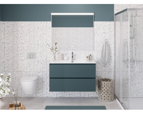 Тумба с раковиной подвесная 100 см, BelBagno UNO-MINI-1000-2C-SO-AO Голубой матовый, раковина белая BB-8099-3-100