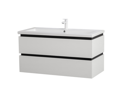 Тумба подвесная с керамической раковиной, CEZARES PLANE-1000-2C-SO-BL, белая  глянцевая, раковина CZR-8070-100