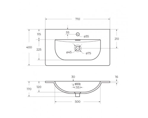 Тумба с раковиной подвесная 70 см, BelBagno UNO-MINI-700-2C-SO-AO Голубой матовый, раковина белая BB-8099-3-70