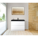 Тумба с раковиной напольная BelBagno MARINO-800 Bianco Lucido, раковина чёрная BB800/450-LV-ART-AST-NERO