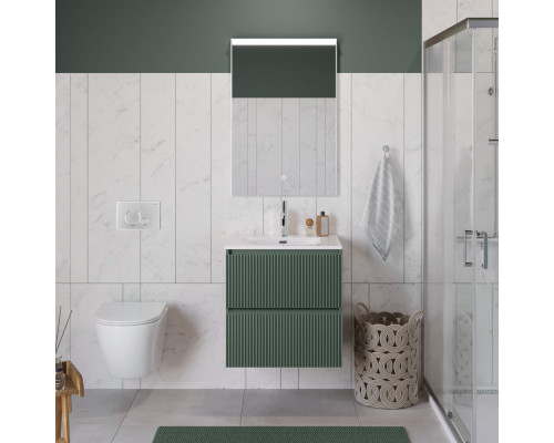 Тумба с раковиной подвесная 60 см, BelBagno UNO-600-2C-SO-VO Еловый матовый, раковина белая BB-8099-60