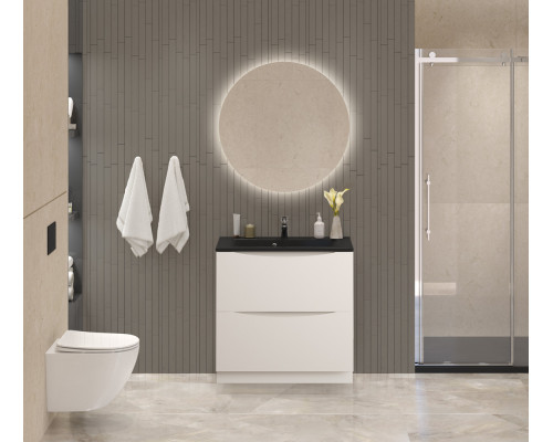 Тумба с раковиной напольная BelBagno MARINO-800 Bianco Lucido, раковина чёрная BB800/450-LV-ART-PR-NERO