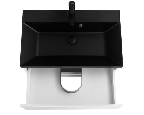 Тумба с раковиной подвесная BelBagno MARINO-600 Bianco Opaco, раковина чёрная BB600/450-LV-ART-AST-NERO