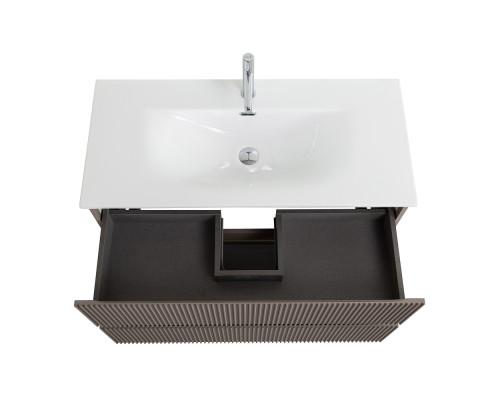 Тумба с раковиной подвесная 100 см, BelBagno UNO-1000-2C-SO-CO Бежевый матовый, раковина белая BB-8099-100