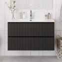 Тумба с раковиной подвесная 100 см, BelBagno UNO-1000-2C-SO-GSO Темно-Серый матовый, раковина белая BB-8099-100