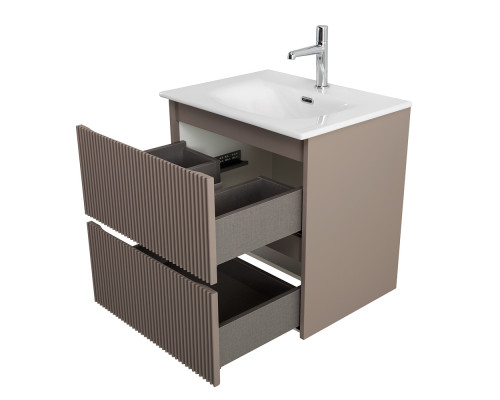 Тумба с раковиной подвесная 50 см, BelBagno UNO-MINI-500-2C-SO-СO Бежевый матовый, раковина белая BB-8099-3-50