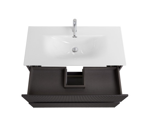 Тумба с раковиной подвесная 120 см, BelBagno UNO-1200-2C-SO-GSO Темно-Серый матовый, раковина белая BB-8099-120