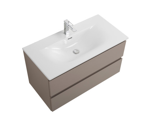 Тумба с раковиной подвесная BelBagno KRAFT-1000-2C-SO-CO, 100 см, Бежевый Матовый, раковина белая BB-8099-100