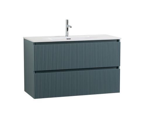 Тумба с раковиной подвесная 100 см, BelBagno UNO-MINI-1000-2C-SO-AO Голубой матовый, раковина белая BB-8099-3-100