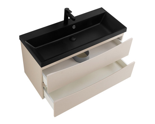 Тумба с раковиной подвесная BelBagno MARINO-800 Crema Opaco, раковина черная  BB800/450-LV-ART-AST-NERO
