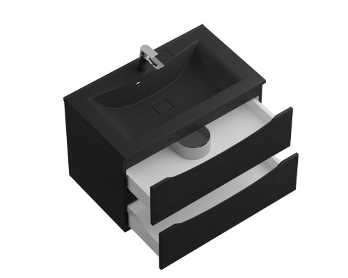 Тумба с раковиной подвесная BelBagno MARINO-800 Rovere Cioccolato Amaro, раковина  BB800/450-LV-ART-PR-NERO