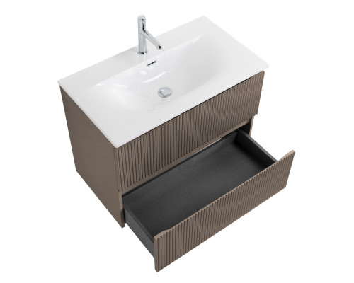 Тумба с раковиной подвесная 80 см, BelBagno UNO-800-2C-SO-CO Бежевый матовый, раковина белая BB-8099-80