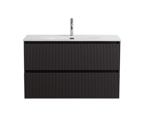 Тумба с раковиной подвесная 100 см, BelBagno UNO-MINI-1000-2C-SO-GSO Темно-Серый матовый, раковина белая BB-8099-3-100