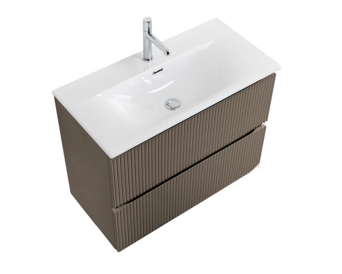 Тумба с раковиной подвесная 80 см, BelBagno UNO-MINI-800-2C-SO-СO Бежевый матовый, раковина белая BB-8099-3-80