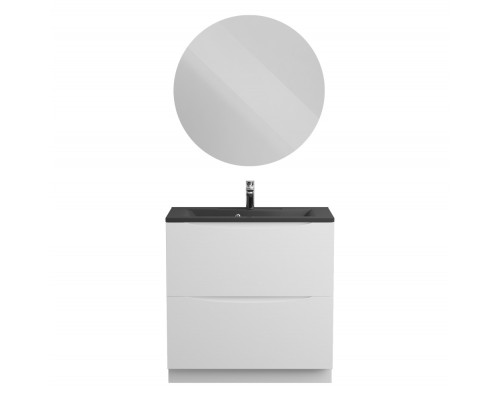 Тумба с раковиной напольная BelBagno MARINO-800 Bianco Lucido, раковина чёрная BB800/450-LV-ART-PR-NERO