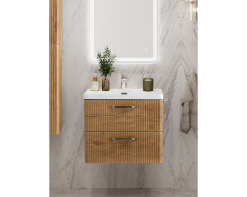 Подвесная тумба с раковиной Belbagno DUE 60 см Rovere Nature DUE-600-2C-SO-RN-P + BB-8076-3-60