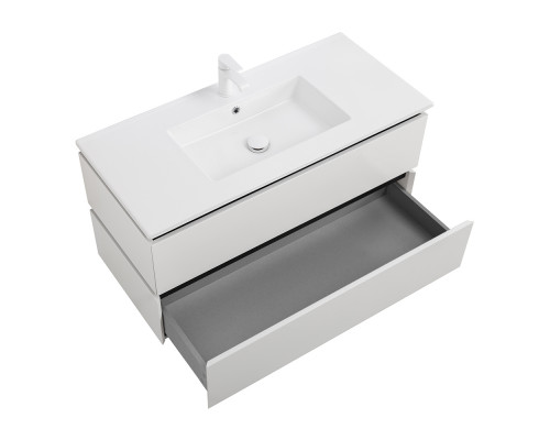 Тумба подвесная с керамической раковиной, CEZARES PLANE-1000-2C-SO-BL, белая  глянцевая, раковина CZR-8002-100