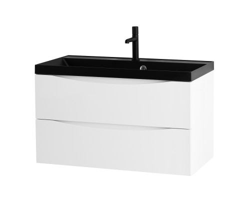 Тумба с раковиной подвесная BelBagno MARINO-800 Bianco Opaco, раковина черная BB800/450-LV-MR-AST-NERO