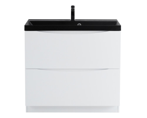 Тумба с раковиной напольная BelBagno MARINO-800 Bianco Lucido, раковина чёрная BB800/450-LV-ART-AST-NERO