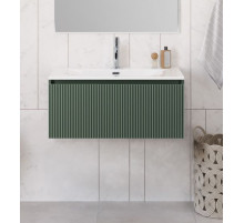 Тумба с раковиной подвесная 80 см, BelBagno UNO-800-1C-SO-VO Еловый матовый, раковина белая BB-8099-80