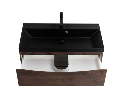 Тумба с раковиной подвесная BelBagno MARINO-800 Rovere Moro, раковина черная BB800/450-LV-ART-AST-NERO