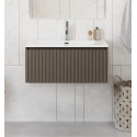Тумба с раковиной подвесная 80 см, BelBagno UNO-800-1C-SO-CO Бежевый матовый, раковина белая BB-8099-80