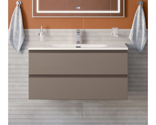 Тумба с раковиной подвесная BelBagno KRAFT-1000-2C-SO-CO, 100 см, Бежевый Матовый, раковина белая BB-8099-100