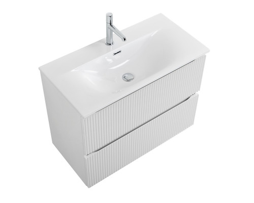 Тумба с раковиной подвесная 90 см, BelBagno UNO-MINI-900-2C-SO-BO Белая матовая, раковина белая BB-8099-3-90