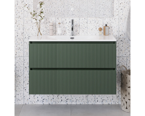 Тумба с раковиной подвесная 90 см, BelBagno UNO-MINI-900-2C-SO-VO Еловый матовый, раковина белая BB-8099-3-90